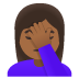 woman facepalming, medium-dark skin tone